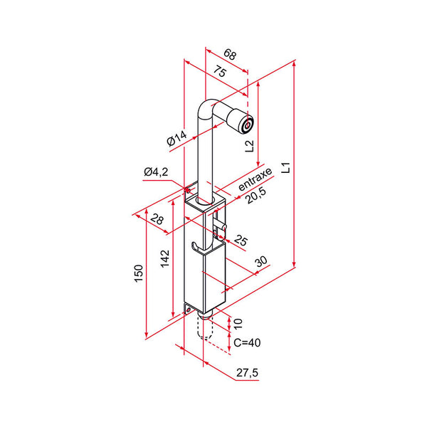Verrou Vertical Inox - NEO Fermeture