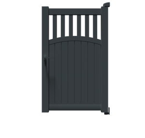 Portillon Hermès en aluminium gris anthracite RAL 7016, à barreaux verticaux et soubassement plein