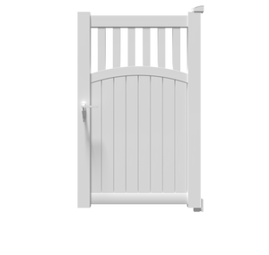 Portillon Hermès en aluminium blanc RAL 9016, à barreaux verticaux et soubassement plein