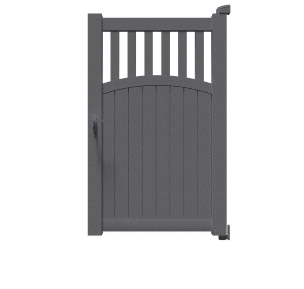 Portillon Hermès en aluminium gris sablé 2900, à barreaux verticaux et soubassement plein